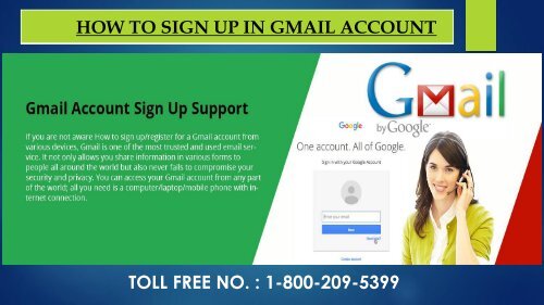  Gmail Sign Up/Register, Dial 1-800-209-5399