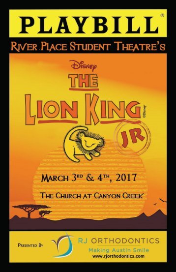 2016 - 2017 Lion King Jr Playbill