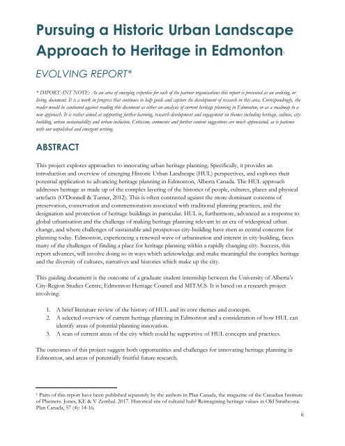 Pursuing a Historic Urban Landscape Approach to Heritage in Edmonton