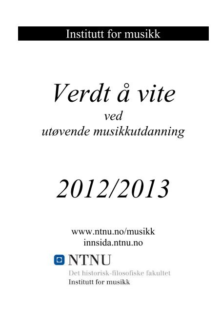 Verdt å vite 2012-2013 - NTNU