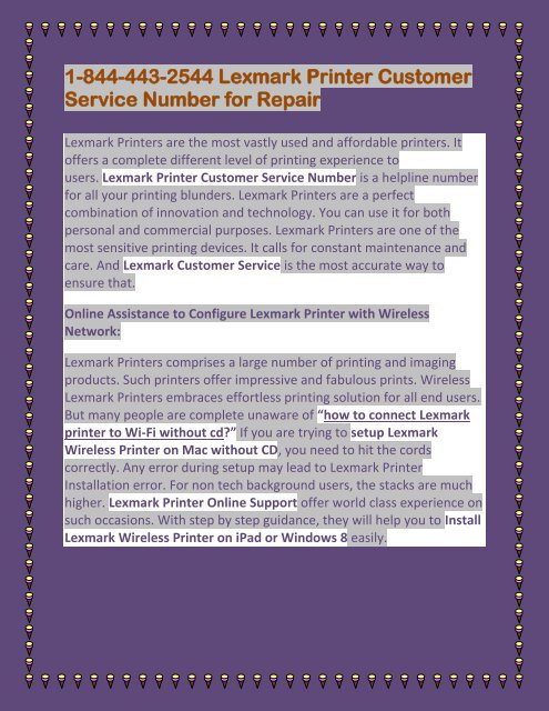 1-844-443-2544 Lexmark Printer Customer Service Number for Repair.output