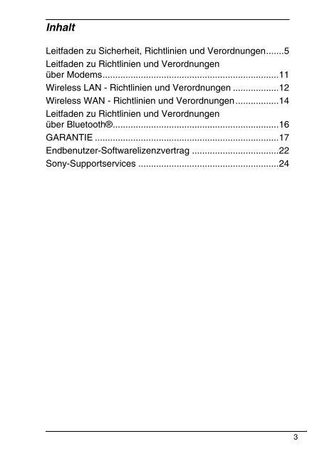 Sony VGN-SR49VN - VGN-SR49VN Documents de garantie Allemand