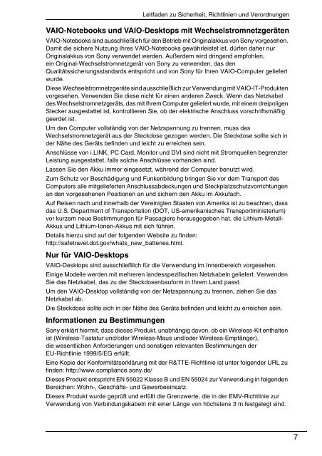Sony VGN-SR49VN - VGN-SR49VN Documents de garantie Allemand