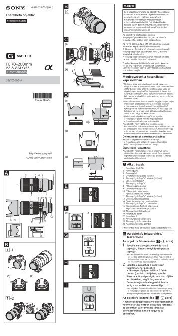 Sony SEL70200GM - SEL70200GM Istruzioni per l'uso Ungherese