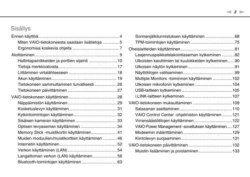 Sony VGN-SR49VN - VGN-SR49VN Mode d'emploi Finlandais