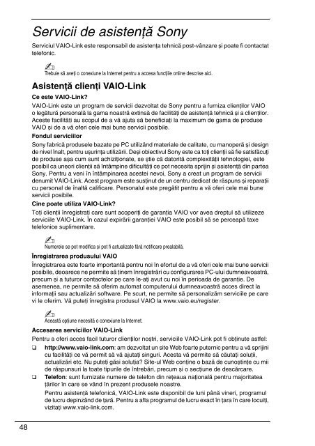 Sony VGN-SR49VN - VGN-SR49VN Documents de garantie Roumain