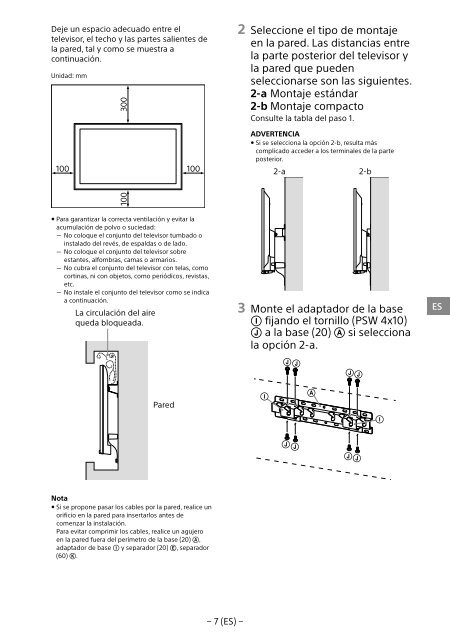 Sony KDL-40R480B - KDL-40R480B Informazioni sulla staffa per montaggio a parete