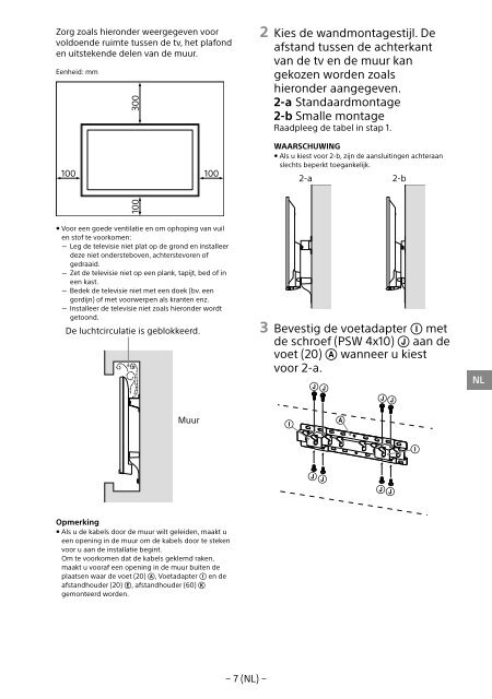 Sony KDL-40R480B - KDL-40R480B Informazioni sulla staffa per montaggio a parete