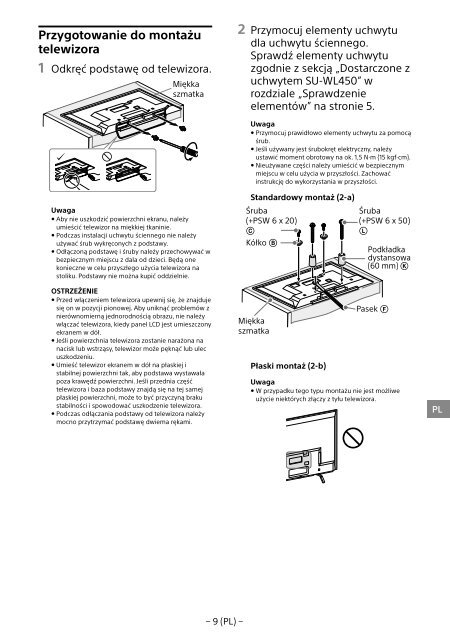 Sony KDL-40R480B - KDL-40R480B Informazioni sulla staffa per montaggio a parete