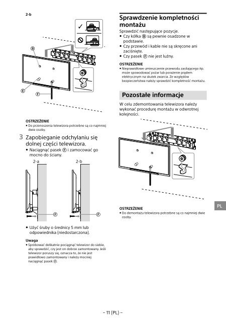 Sony KDL-40R480B - KDL-40R480B Informazioni sulla staffa per montaggio a parete