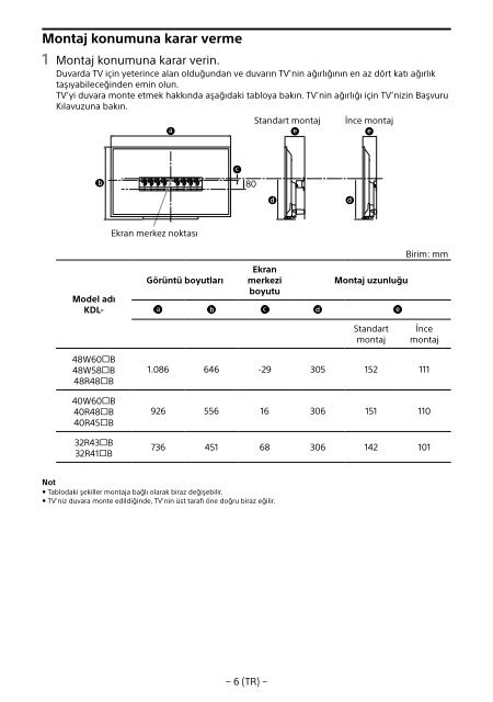 Sony KDL-40R480B - KDL-40R480B Informazioni sulla staffa per montaggio a parete Estone