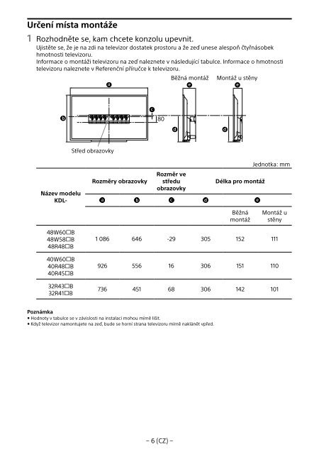 Sony KDL-40R480B - KDL-40R480B Informazioni sulla staffa per montaggio a parete Estone