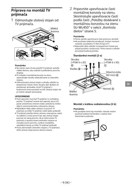 Sony KDL-40R480B - KDL-40R480B Informazioni sulla staffa per montaggio a parete Estone