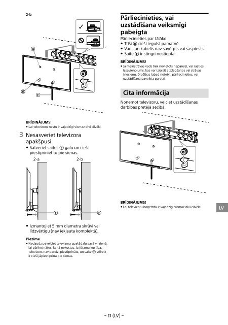 Sony KDL-40R480B - KDL-40R480B Informazioni sulla staffa per montaggio a parete Estone