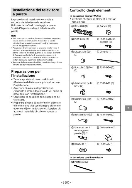 Sony KDL-40R480B - KDL-40R480B Informazioni sulla staffa per montaggio a parete Estone