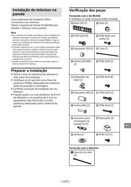 Sony KDL-40R480B - KDL-40R480B Informazioni sulla staffa per montaggio a parete Estone