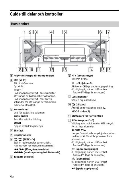 Sony CDX-G1200U - CDX-G1200U Consignes d&rsquo;utilisation Su&eacute;dois