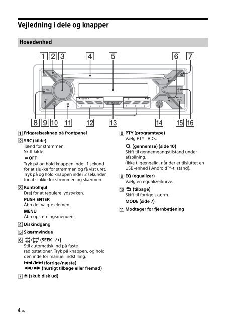 Sony CDX-G1200U - CDX-G1200U Consignes d&rsquo;utilisation Danois