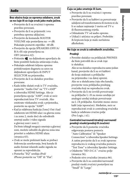 Sony STR-DA2800ES - STR-DA2800ES Mode d'emploi Bosniaque