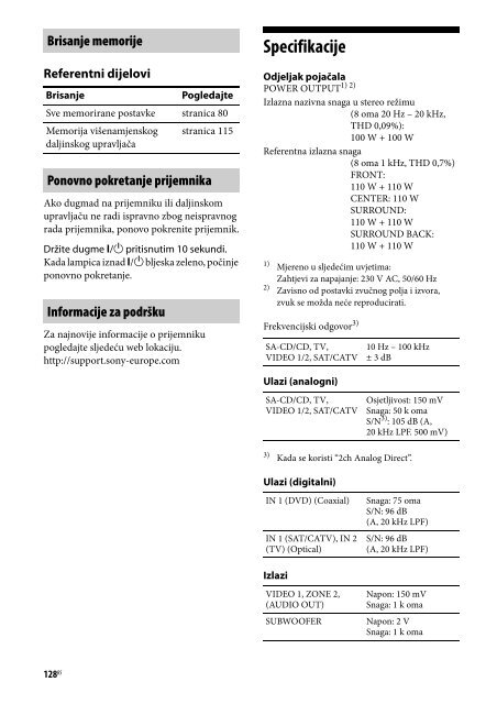 Sony STR-DA2800ES - STR-DA2800ES Mode d'emploi Bosniaque