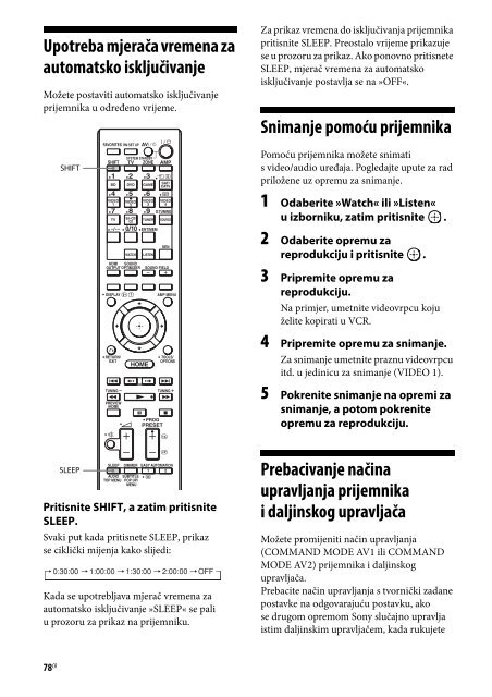 Sony STR-DA2800ES - STR-DA2800ES Mode d'emploi Croate