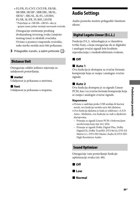 Sony STR-DA2800ES - STR-DA2800ES Mode d'emploi Croate