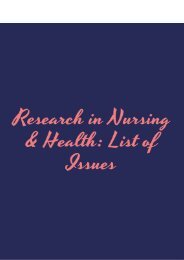 Research in Nursing & Health: List of Issues