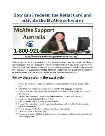 How Can I Redeem The Retail Card And Activate The McAfee Software