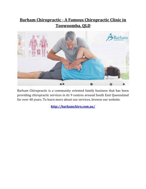 Barham Chiropractic - A Famous Chiropractic Clinic in Toowoomba, QLD 