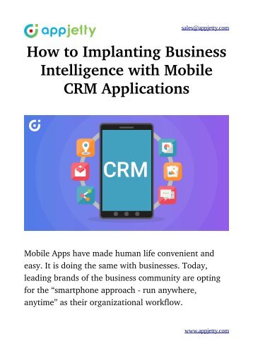 How to Implanting Business Intelligence with Mobile CRM Applications