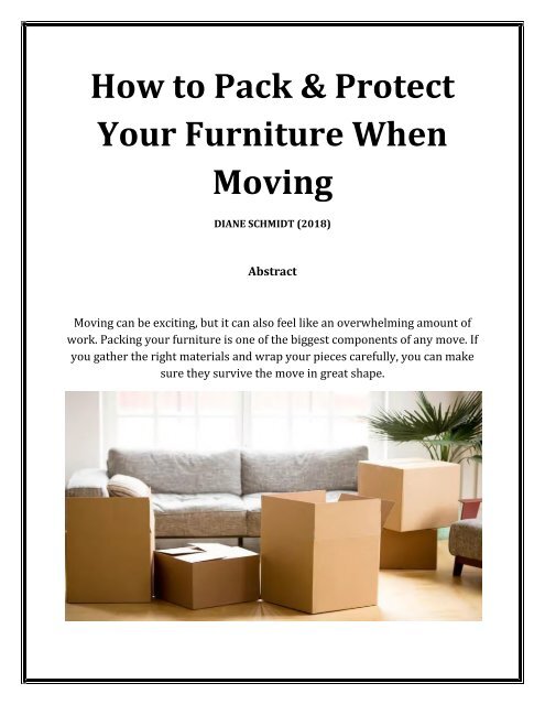 How To Protect Your Furniture When Moving