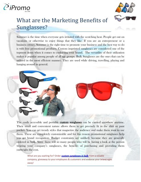bulk custom sunglasses