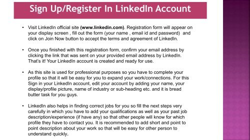 LinkedIn Sign Up/Register. Dial 1-800-209-5399