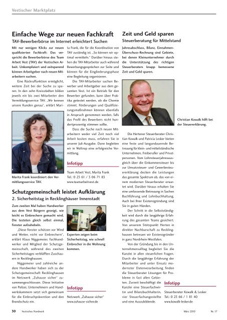 Vestisches - Das Magazin der Kreishandwerkerschaft Recklinghausen