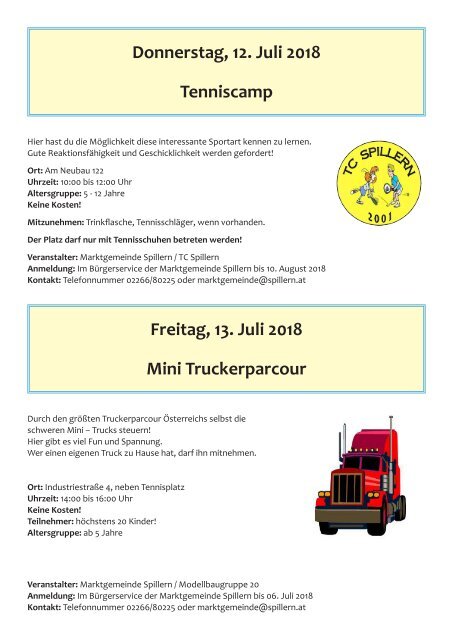 Ferienspiele Programm 2018 - Gesunde Gemeinde Spillern