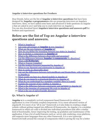 Angular 2 interview questions for Freshers