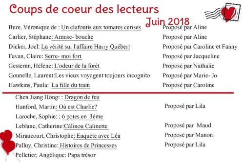 coup de coeur des lecteurs juin18