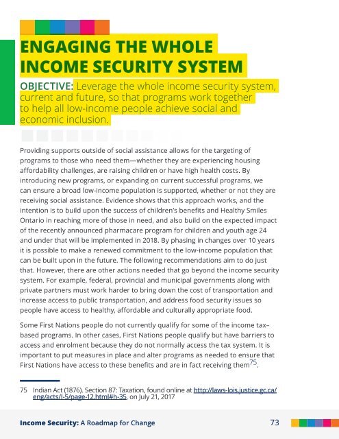 Income Security: A Roadmap for Change