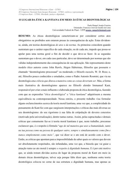 Caderno de Resumos Congresso Rousseau x Kant