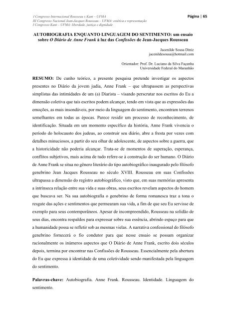 Caderno de Resumos Congresso Rousseau x Kant