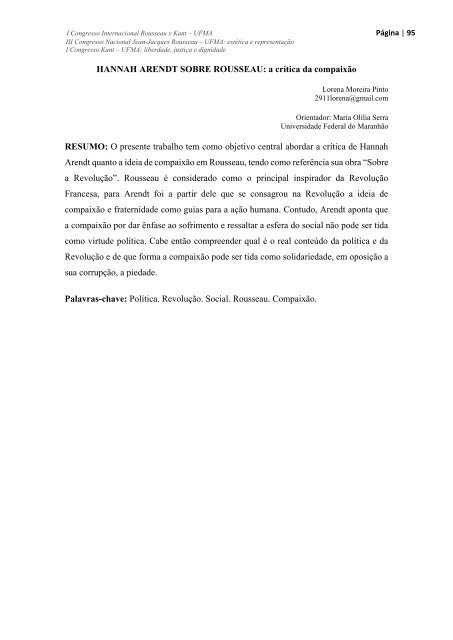 Caderno de Resumos Congresso Rousseau x Kant