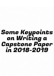 Some Keypoints on Writing a Capstone Paper in 2018-2019