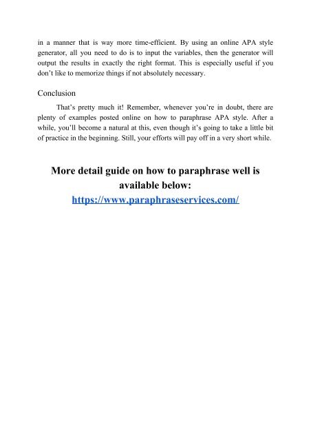 How to Paraphrase - APA Style Guide