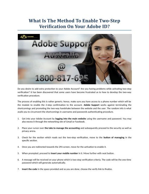 What Is The Method To Enable Two-Step Verification On Your Adobe ID?