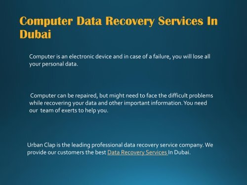 Best Data Recovery Services Available In Dubai, Call us at 0544474009.