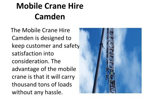 Mobile Crane Hire Camden