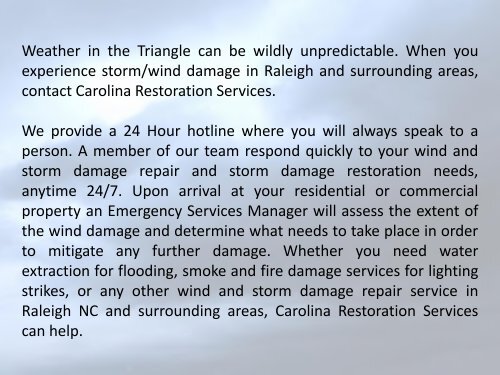 Storm Damage Repair Services in Raleigh NC