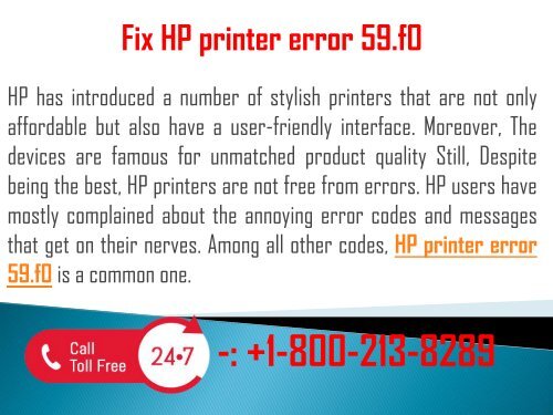 1-800-213-8289 Fix HP printer error 59.f0