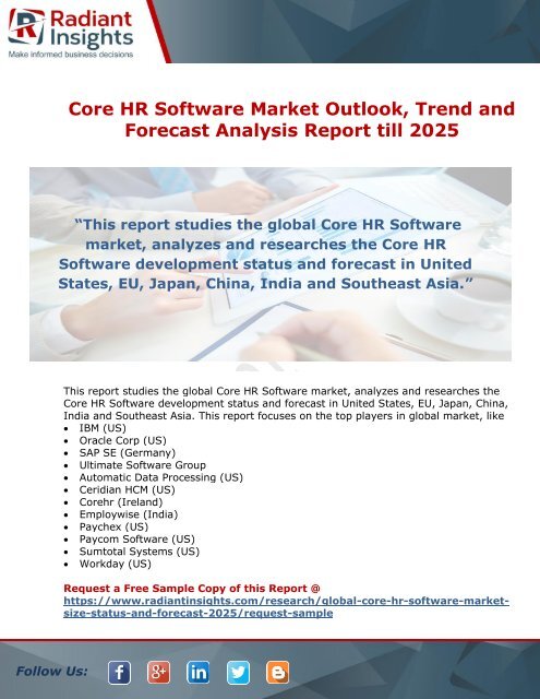 Core HR Software Market Competitive Landscape and Forecast Report till 2025