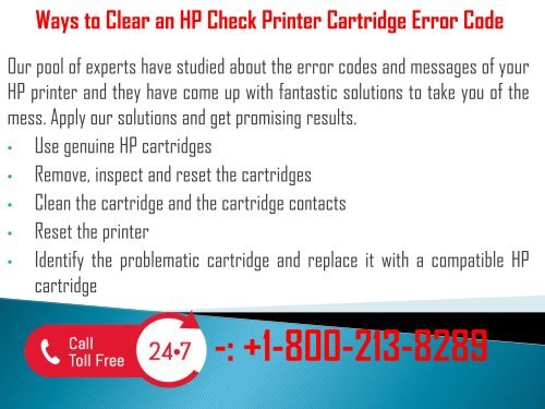 1-800-213-8289 Clear an HP Check Printer Cartridge Error Code